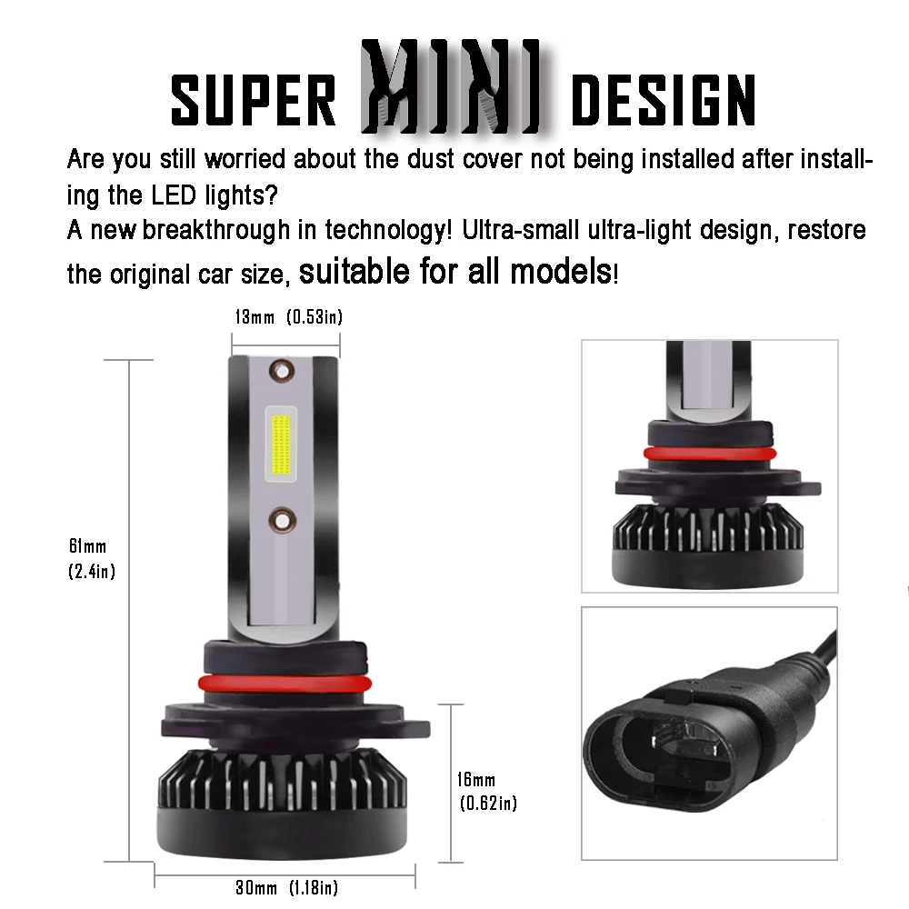 2шт H7 светодиодный налобный фонарь 12000LM H1 H4 фары H8 H9 H11 9005 9006 9012 Высокий/Низкий Hi/Lo