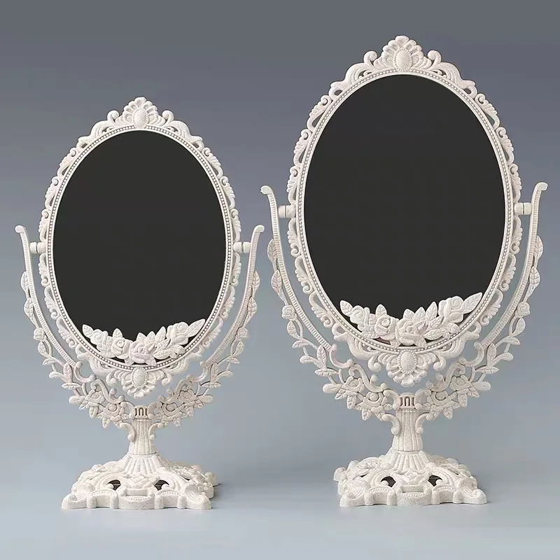 Зеркало для макияжа деревянный на стену винтажный вращающийся овальный стол