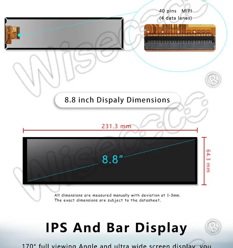 Wisecoco 8,8 дюймов экран 1920*480 HSD088IPW1-A00 40 контактов для автомобильного дисплея с MIPI HDMI интерфейс драйвер платы
