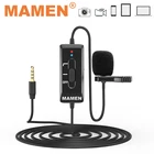 Детский петличный микрофон MAMEN, микрофон 3,5 мм для записи на лацкане, микрофон для видео для Youtube, микрофон для записи видео для ПК, iPhone, Android
