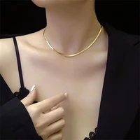 european and american simple stainless steel snake bone gold necklace for woman korean fashion jewelry girls sexy choker chain
