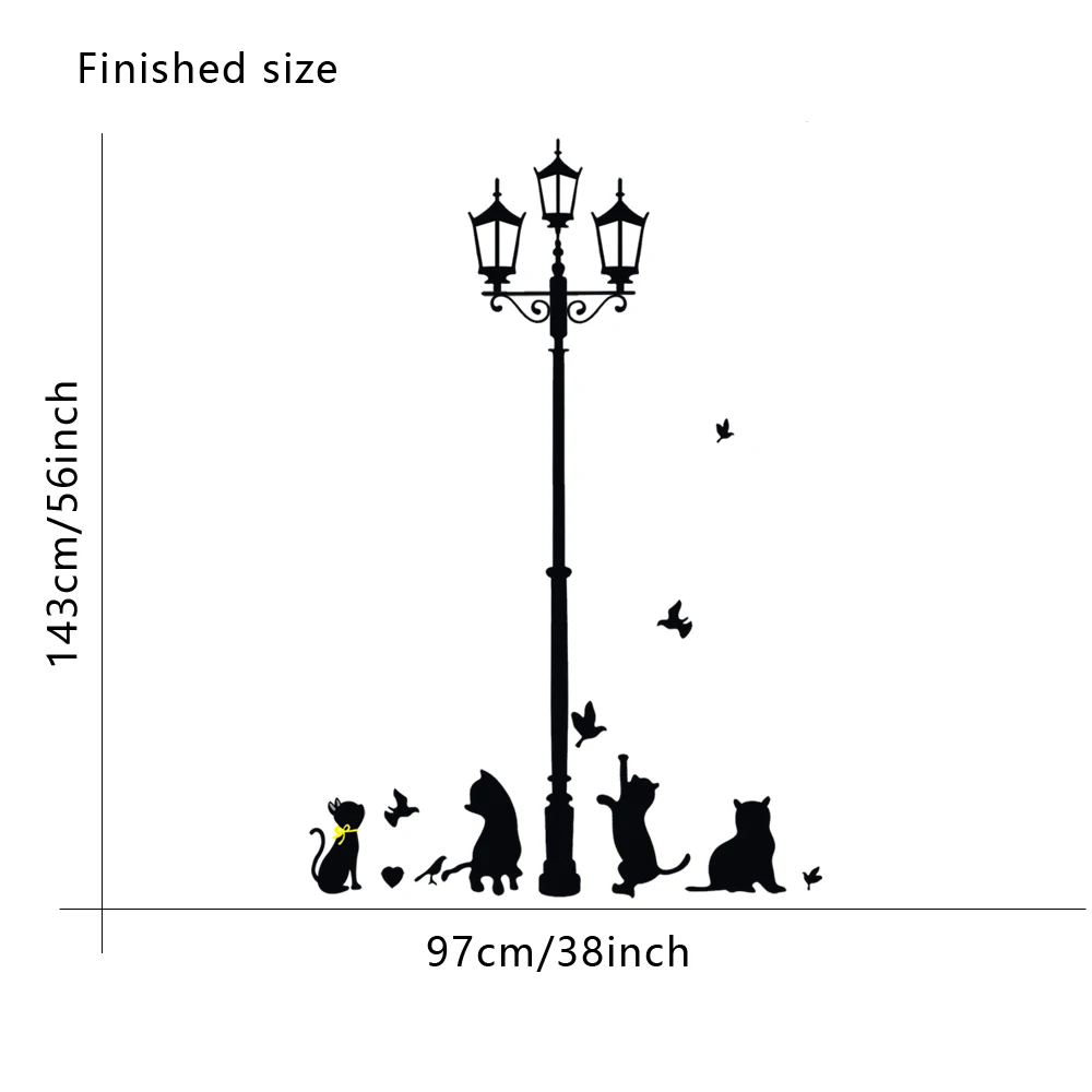 143x97 см европейские забавные черные коты Уличные светильники настенные наклейки
