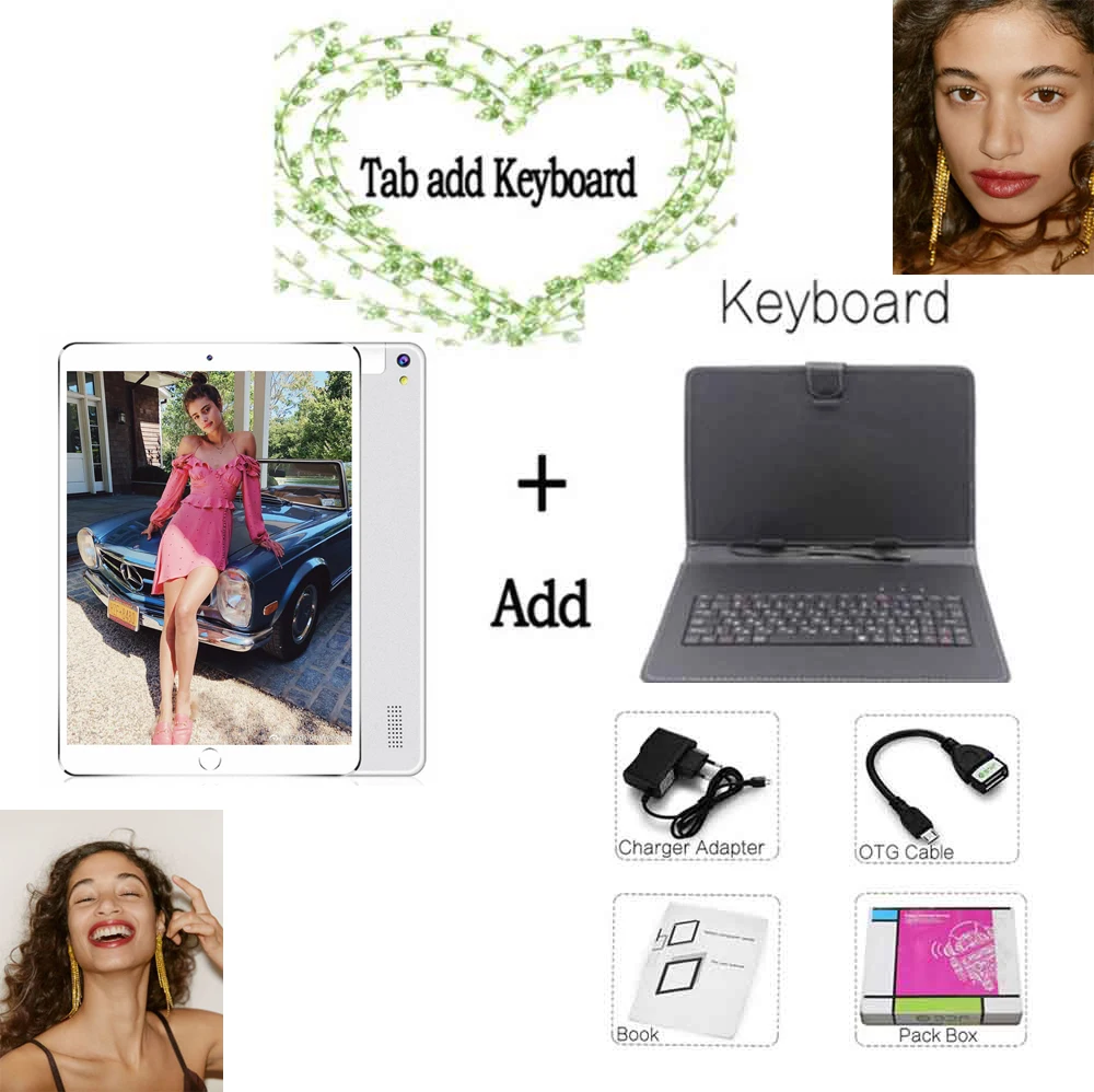 Add keyboard BDF, 10,1 дюймов, Восьмиядерный процессор, Android 7,0, телефон, вызов, sim-карта, 4G, 3G, планшетный ПК, 4 Гб ram, 64 ГБ rom, 7, 8, 9, 10, планшет, 1920*1200, ips Tab - Комплект: Add keyboard