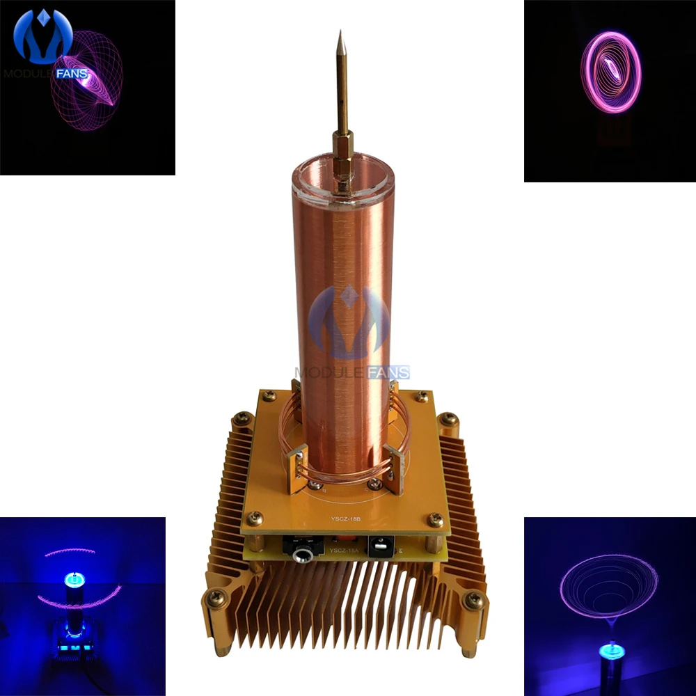 Musical Tesla Coil Music Plasma Speaker DC8-32v Module Golden With Acrylic Shell EU/US Power Plug | Электронные компоненты и