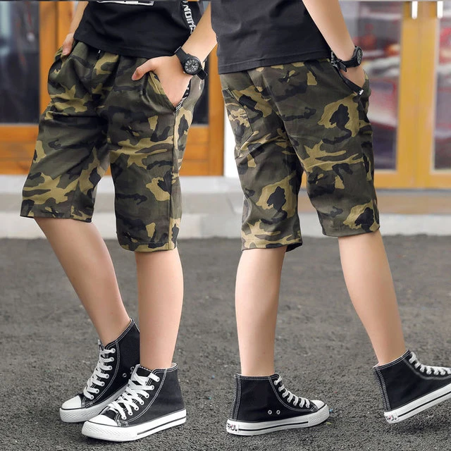 DIIMUU Summer Fashion Kids Boys Short Pants Children Wear Casual Shorts Teens Camouflage Elastic Waist Overalls Clothing