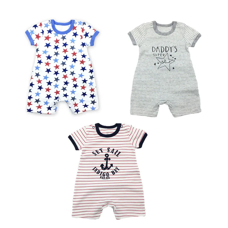 

Newborn baby romper baby cotton short-sleeved boy baby letter clothes girl printing suit born crawling baby new 3 pieces