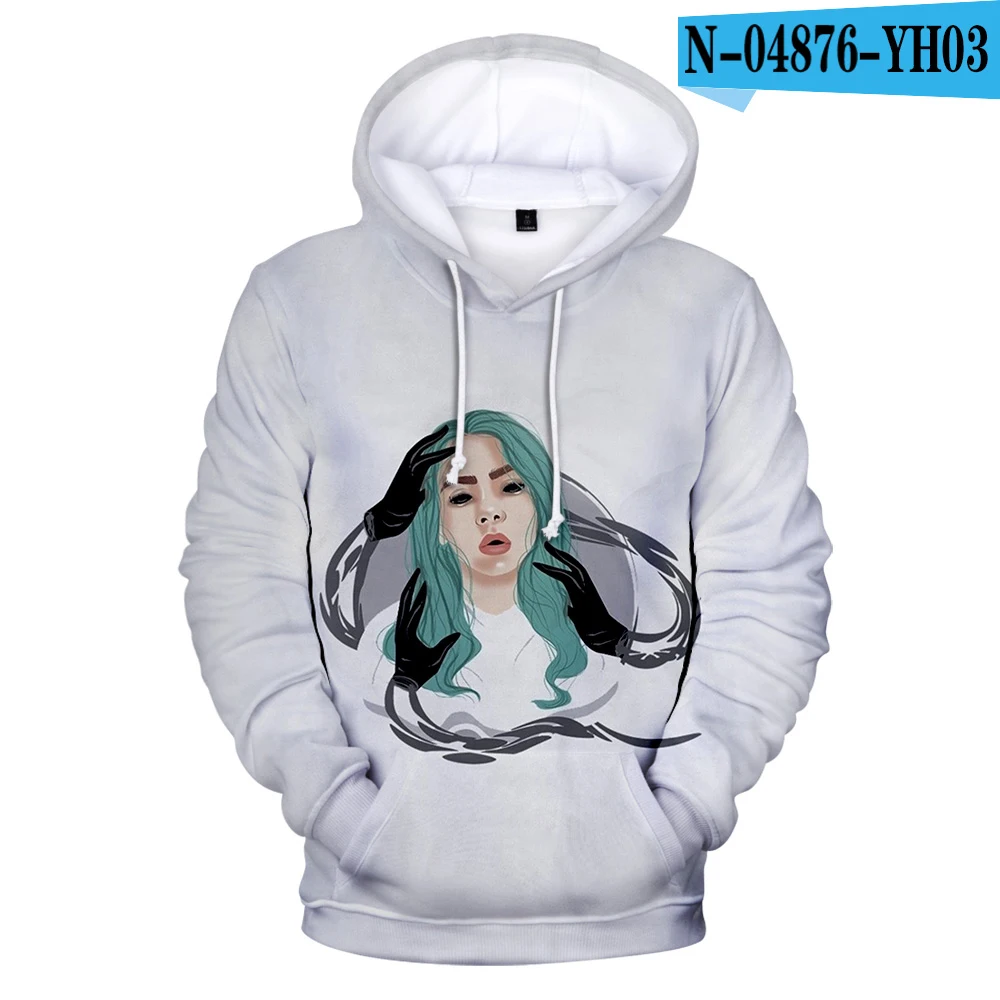 3D Оригинальные толстовки для мужчин и женщин Billie Eilish, толстовка с капюшоном, лидер продаж, осенне-зимняя модная одежда для мальчиков и девочек - Цвет: 3D