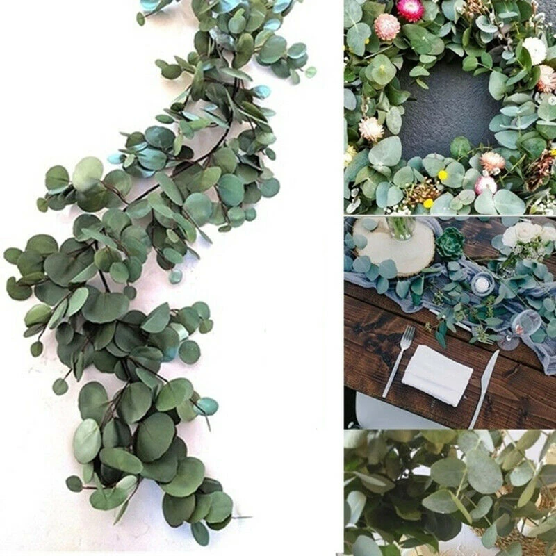 2 м искусственная гирлянда эвкалипта длинный лист растения зелени листва Декор