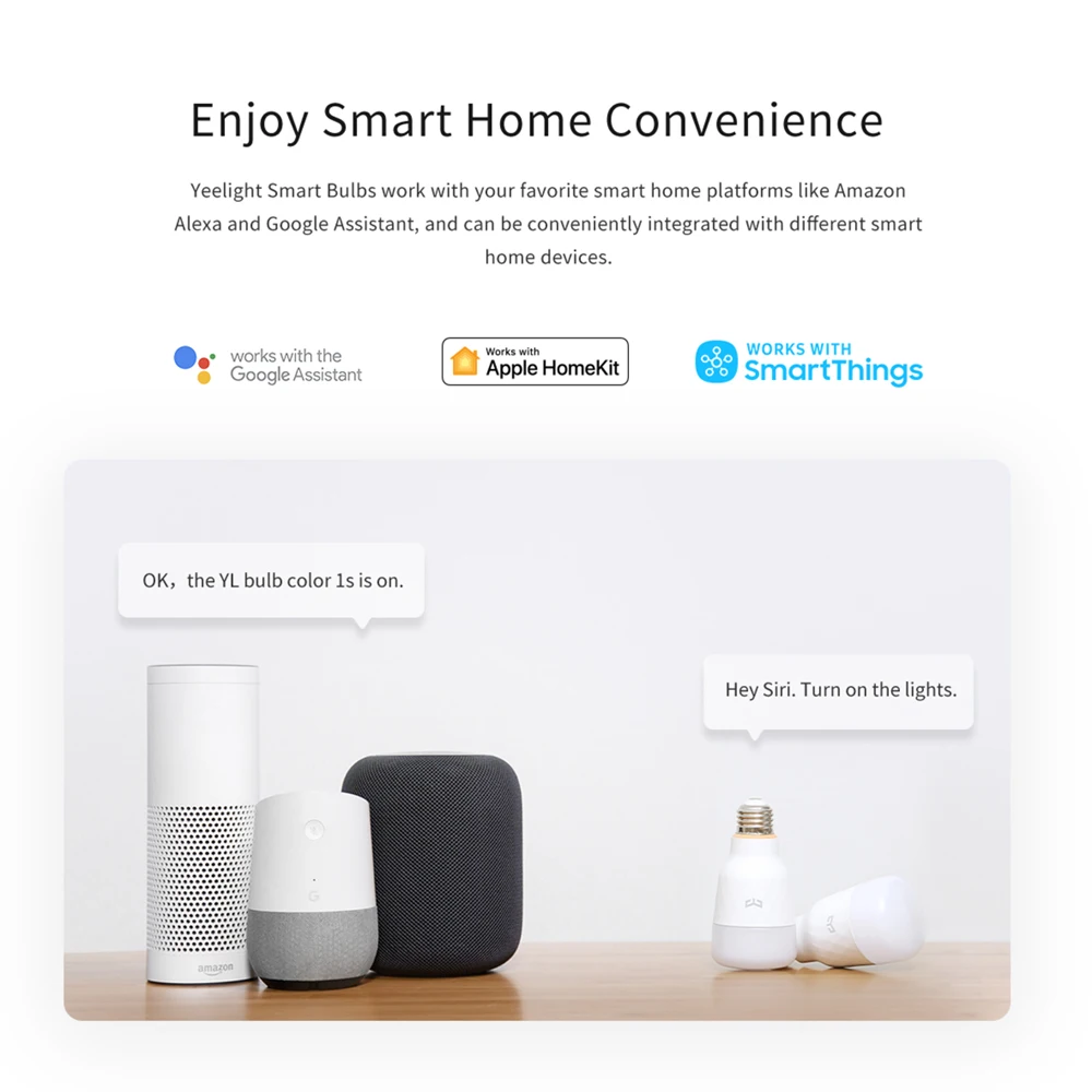 Yeelight 1S YLDP13YL Smart LED Bulb Colorful 800 Lumens 8.5W E27 Lemon Lamp For Home App White/RGB | Электроника