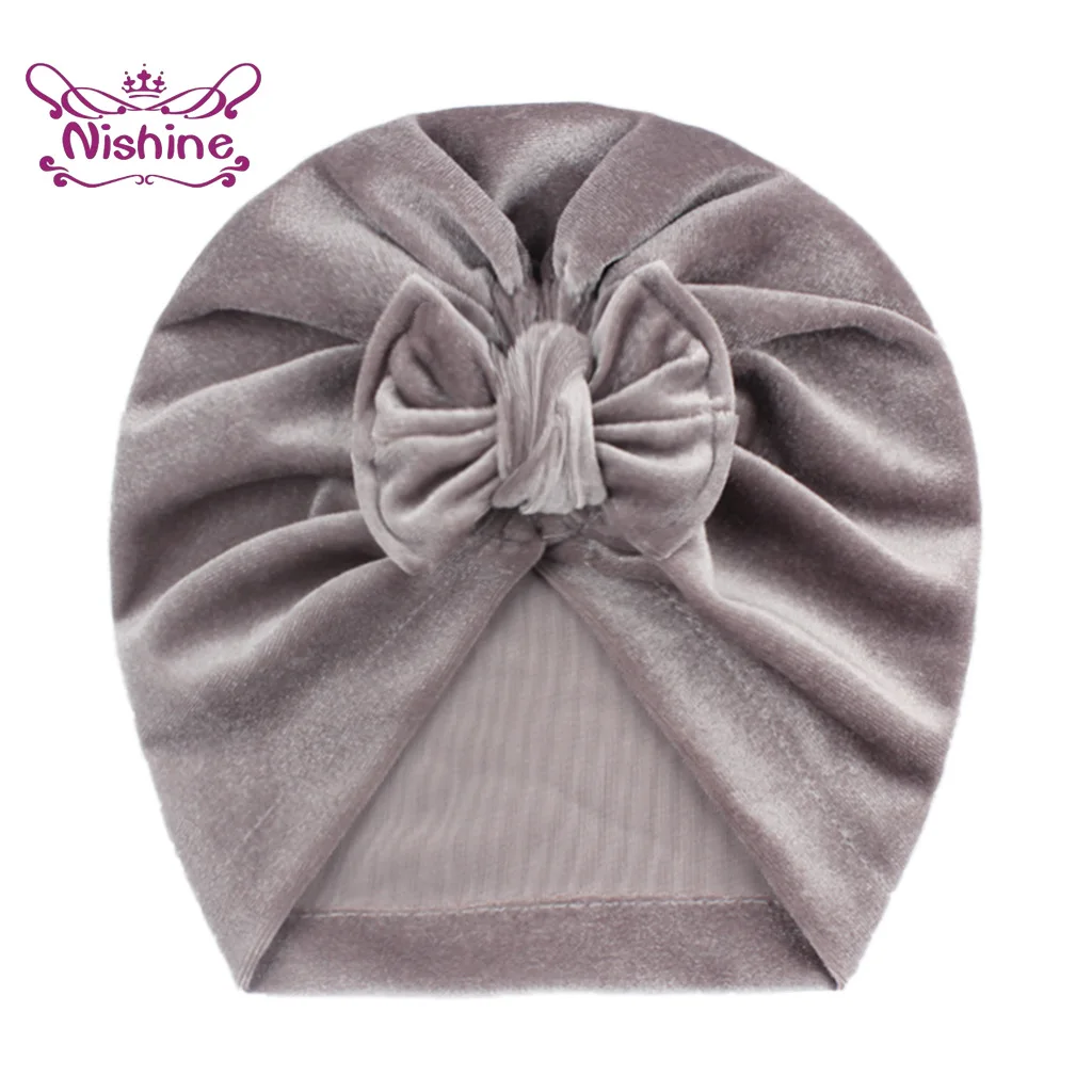 11 Цвета золото бархат шапки для новорожденных повязка на голову кепки осень-зима