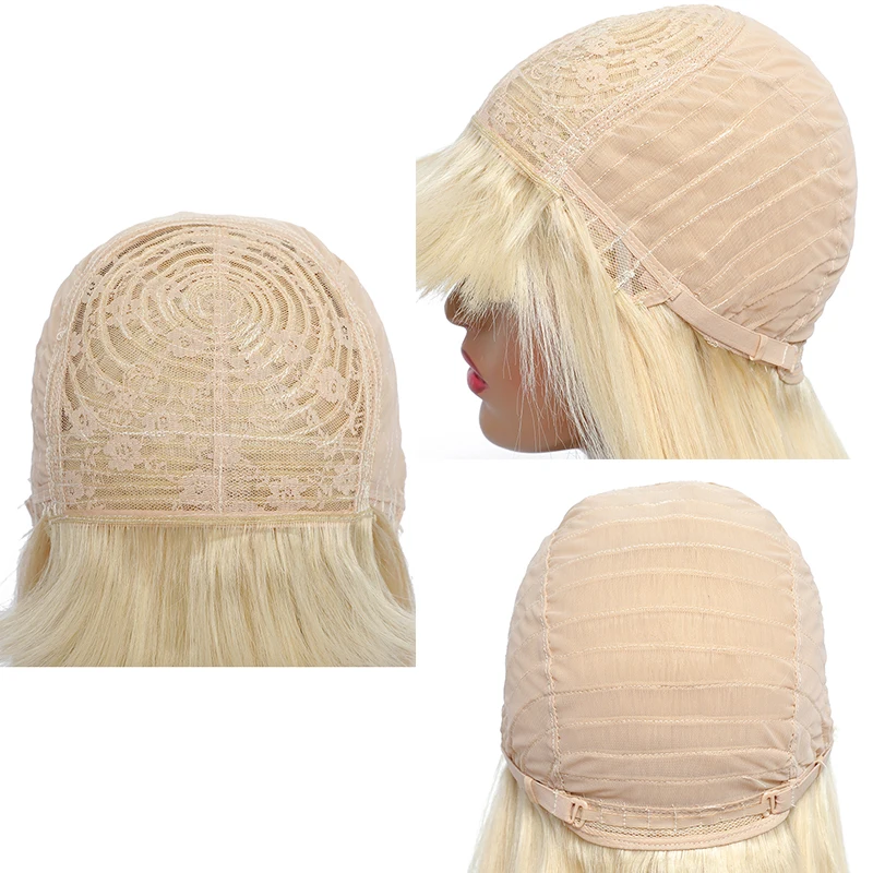 

613 Blonde Body Wave Human Hair Wigs With Bangs Full Machine Made Wigs 14-28 inch Brazilian Remy Human Hair Wigs For Women IJOY