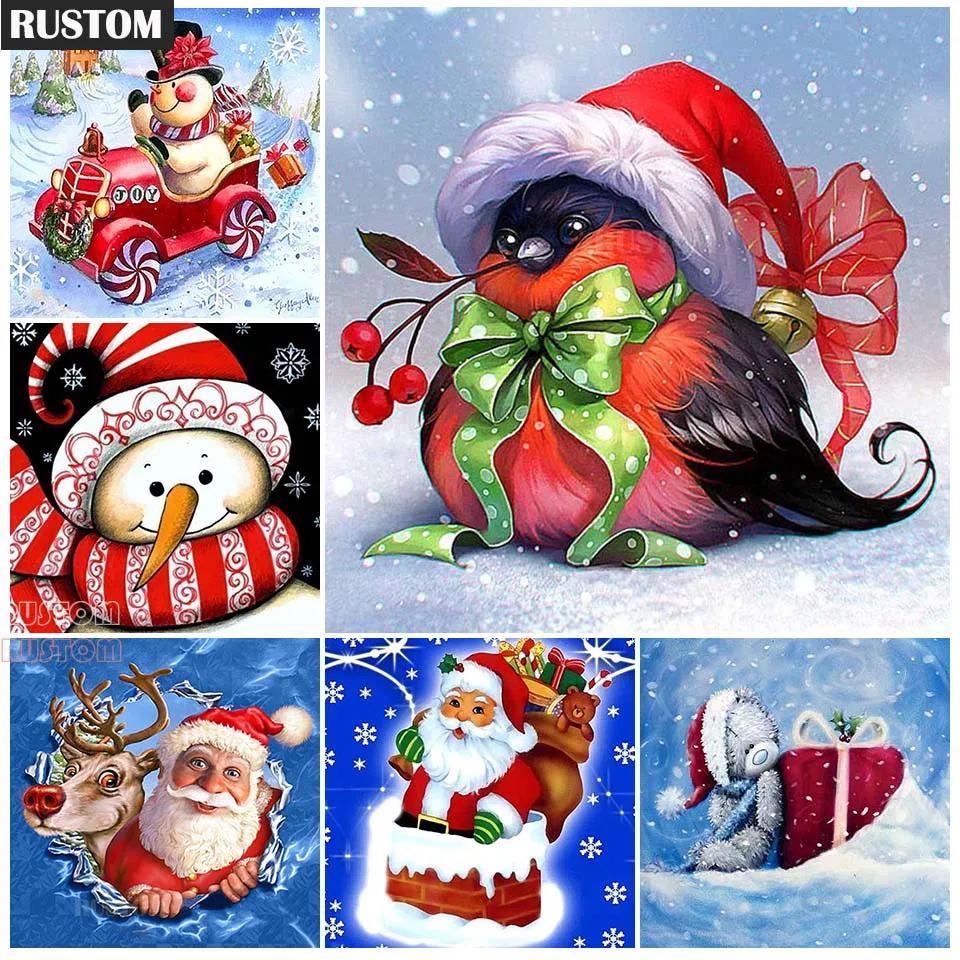 

5D DIY Diamond Painting Christmas Card Gift Snowman Cross Stitch Full Diamond Embroidery Santa Claus Rhinestones Mosaic Picture