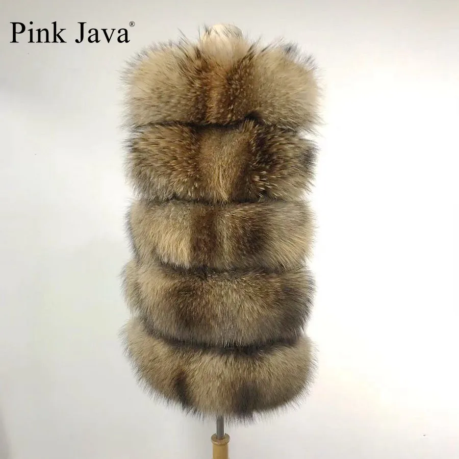 Женский меховой жилет Ppink java QC19119 из натурального меха енота модное пальто