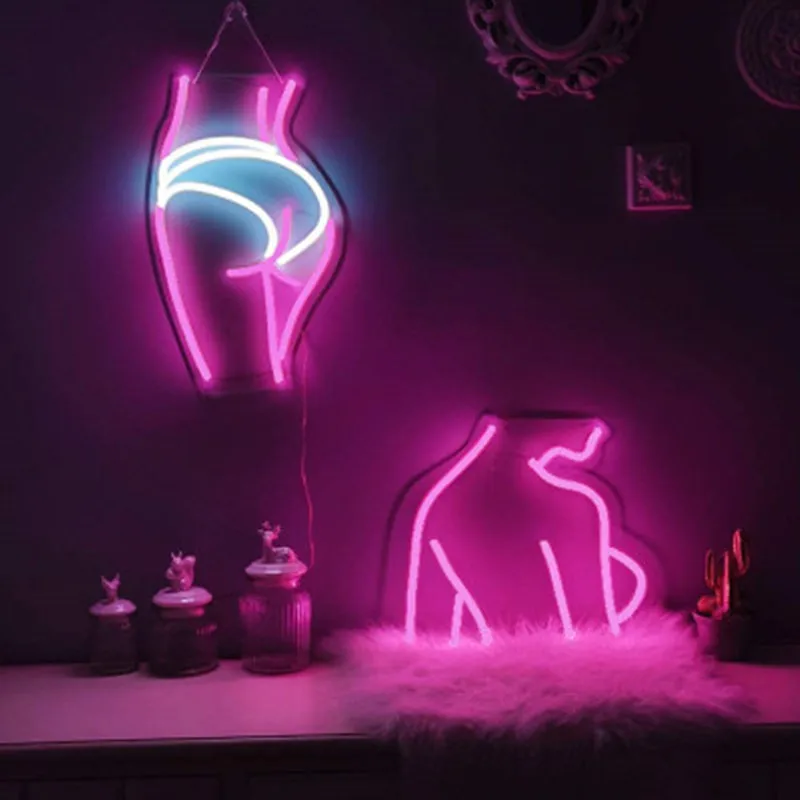 Led Neon Wall Light Pink Lady's Back for Christmas Holiday Room Lights Decor Neon Sign Art Bar Decoration USB Powered Neon Lamp