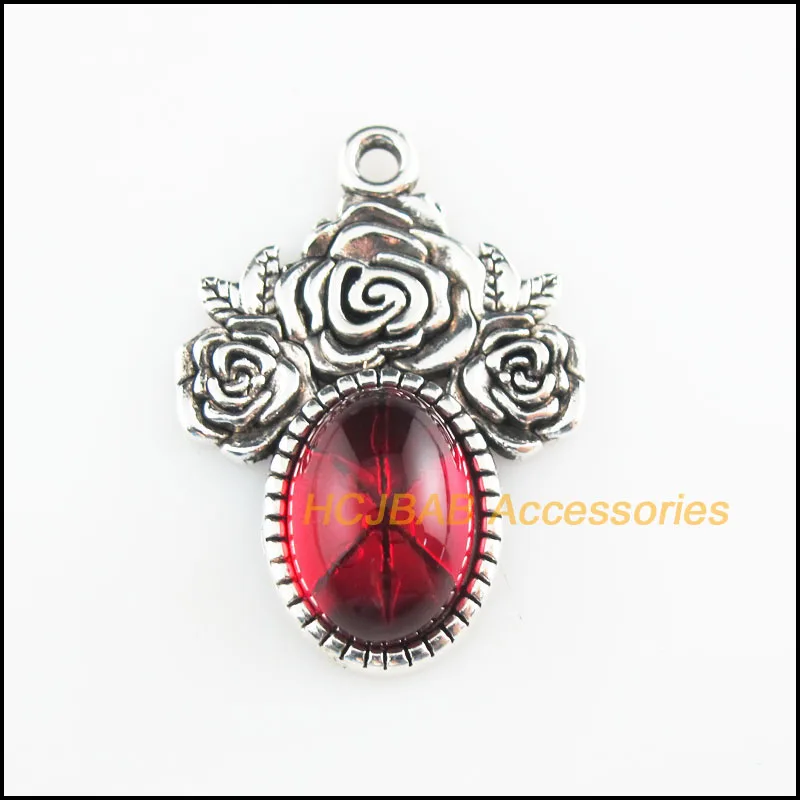 6 новых подвесок эллипса красная глазурованная Роза подвески тибетский