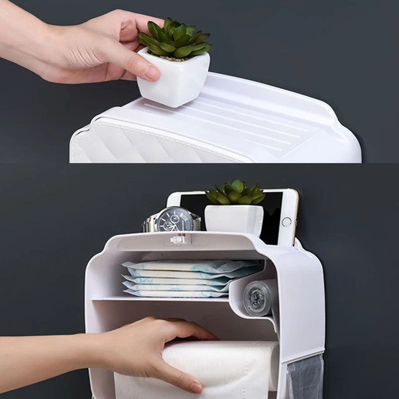 Держатель для туалетной бумаги коробка салфеток в ванную комнату двухслойный