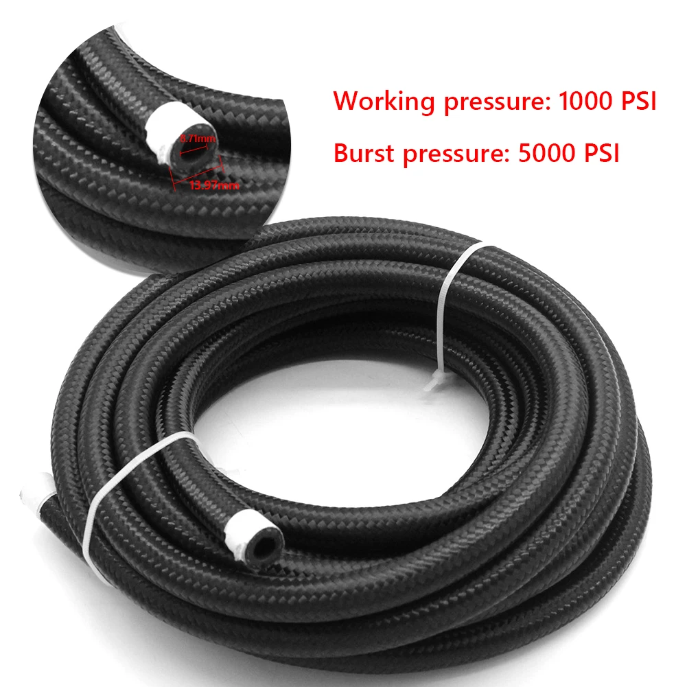 

-6 AN 3/8 inch Petrol Line Oil Gas Resistant Universal Nylon Stainless Steel Braided CPE Oil Fuel Line 20 Feet