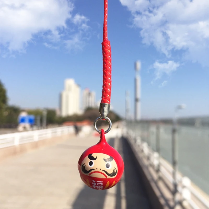 japan daruma bells pendant diy trinkets phone accessory car bag key chain water bells copper keyring pray valentines day gift free global shipping