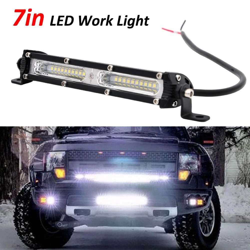 7"/13" LED Work Lights Super Slim Single Row Spotlight Bar 6000K Spot Flood Combo Beam |
