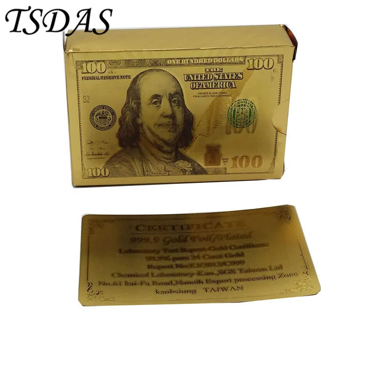 Водонепроницаемый Пластик игральных карт w/ 54 шт. карты Золотая покерная карта