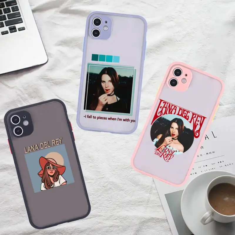 

lana del rey Phone Case For iPhone 12 11 Mini Pro XR XS Max 7 8 Plus X Matte transparent Gray Back Cover