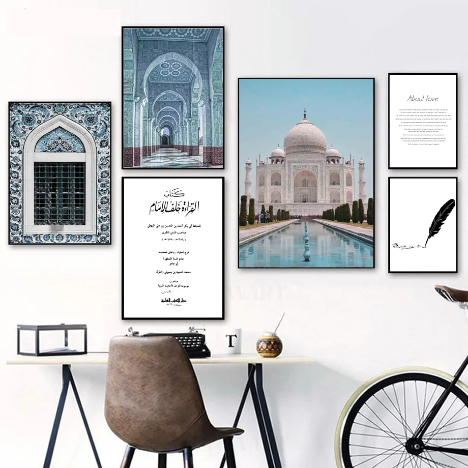

Taj Mahal Feather Corridor Window Quote Wall Art Canvas Painting Nordic Posters And Prints Wall Pictures For Living Room Decor