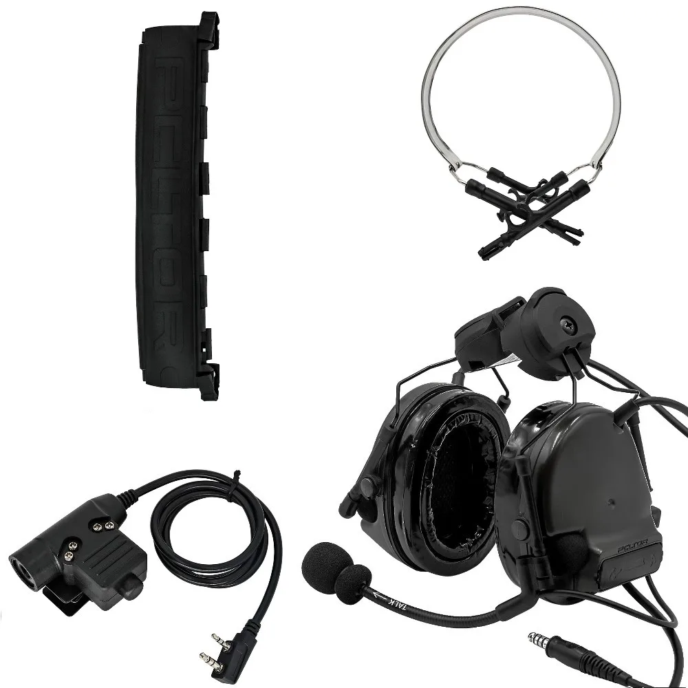 TAC-SKY COMTAC III Helmet Stand Silicone Earmuffs Military Headphones and Tactical Headphones Replacement Headband and U94 PTTBK