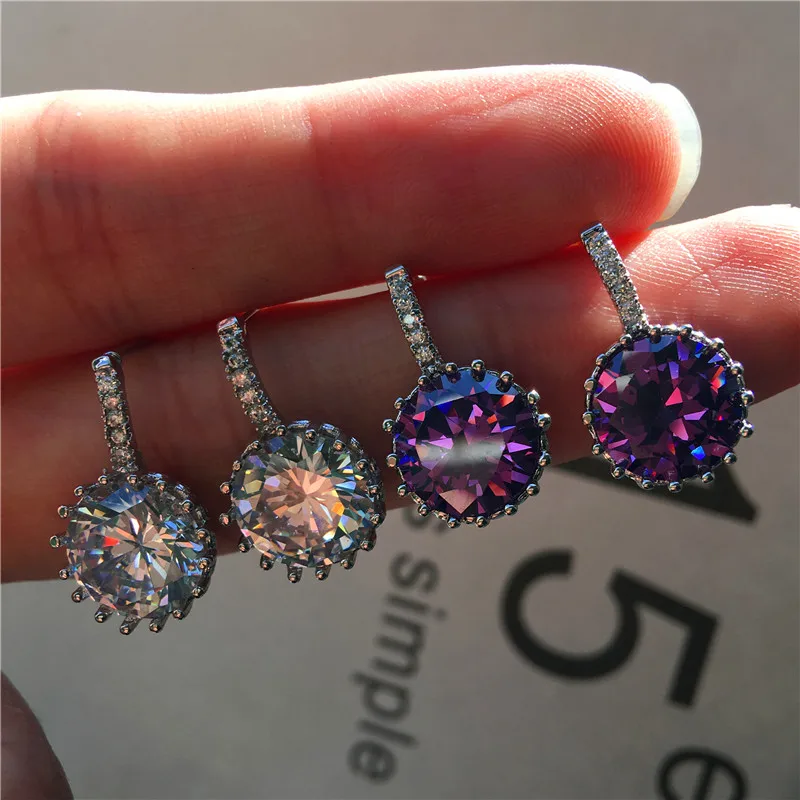 Роскошные женские черные фиолетовые белые серьги с камнем очаровательные