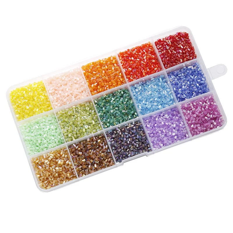 

Colored Tube Beads Crystal Glass Beads DIY Seed Beads Spacer Beads with 14400 Millet Beads Alphabet Bead Kit