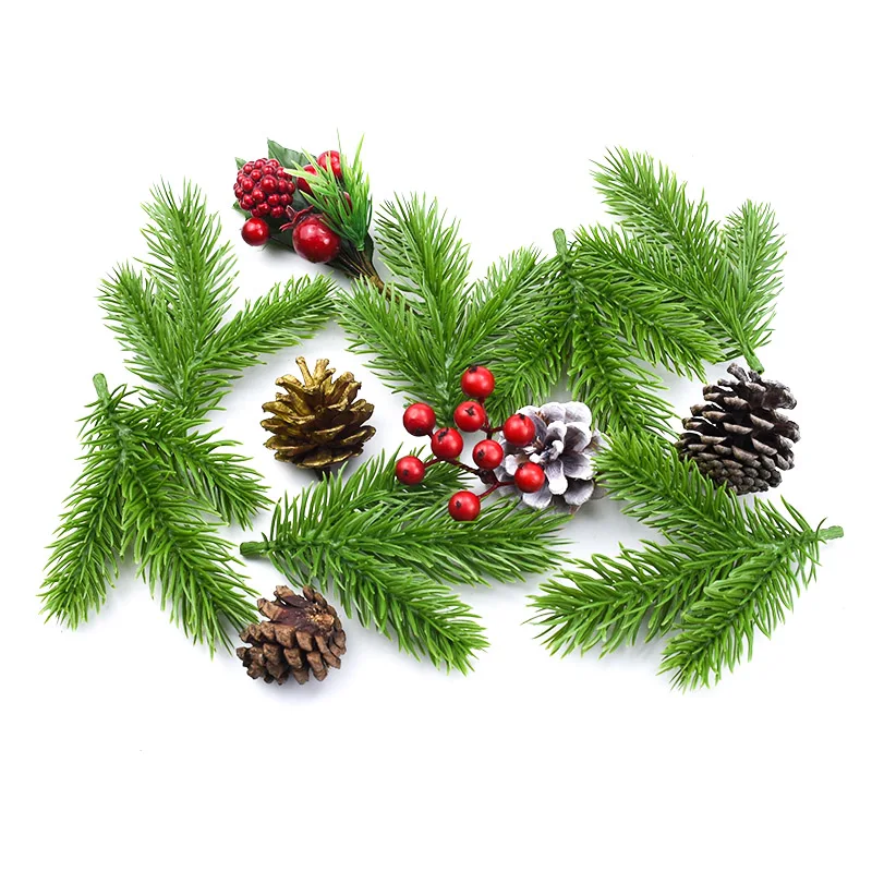 

5/10 pcs Artificial Plants Scrapbooking Christmas Decorations for Home Decorative Flowers Wreaths Plastic Pine Needle Diy Gifts
