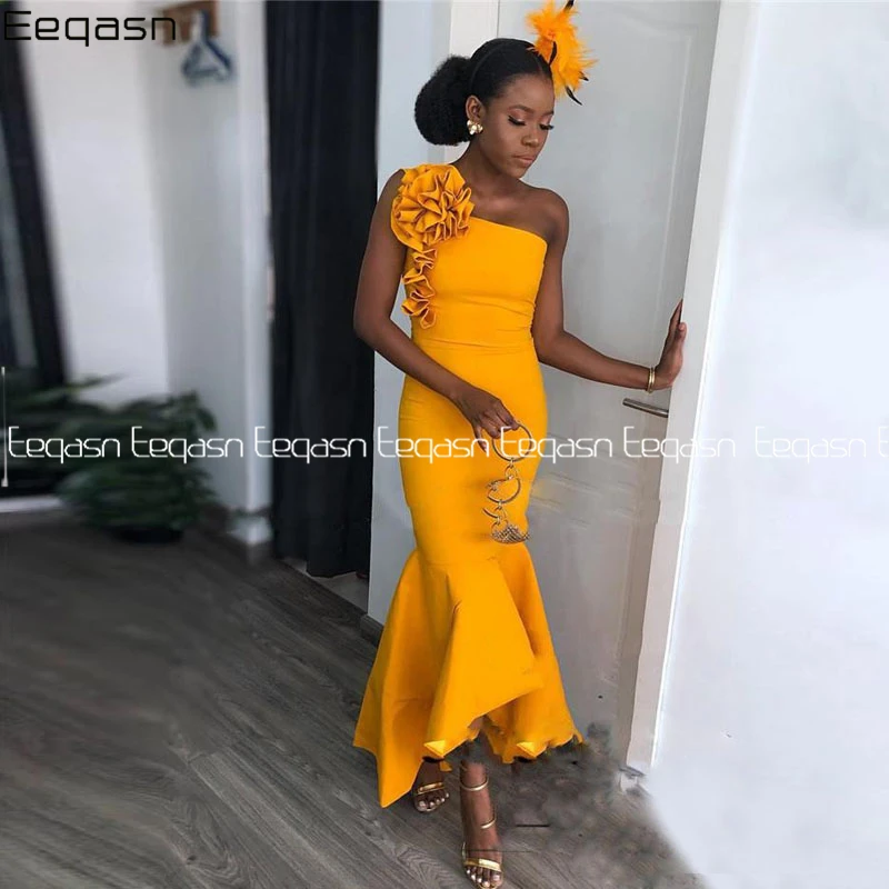 

Latest African Single Strapless Bridesmaid Dresses High Low Maid of Honor Dresses Party For Women Cheap Custom