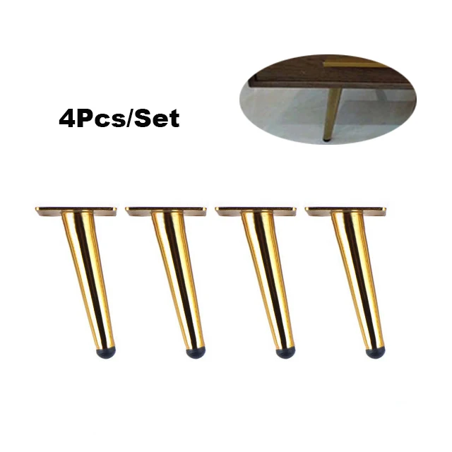

4 pieces of metal furniture feet 15cm, table, cabinet feet, sofa bed, TV cabinet feet with mounting screws, gold tilt feet