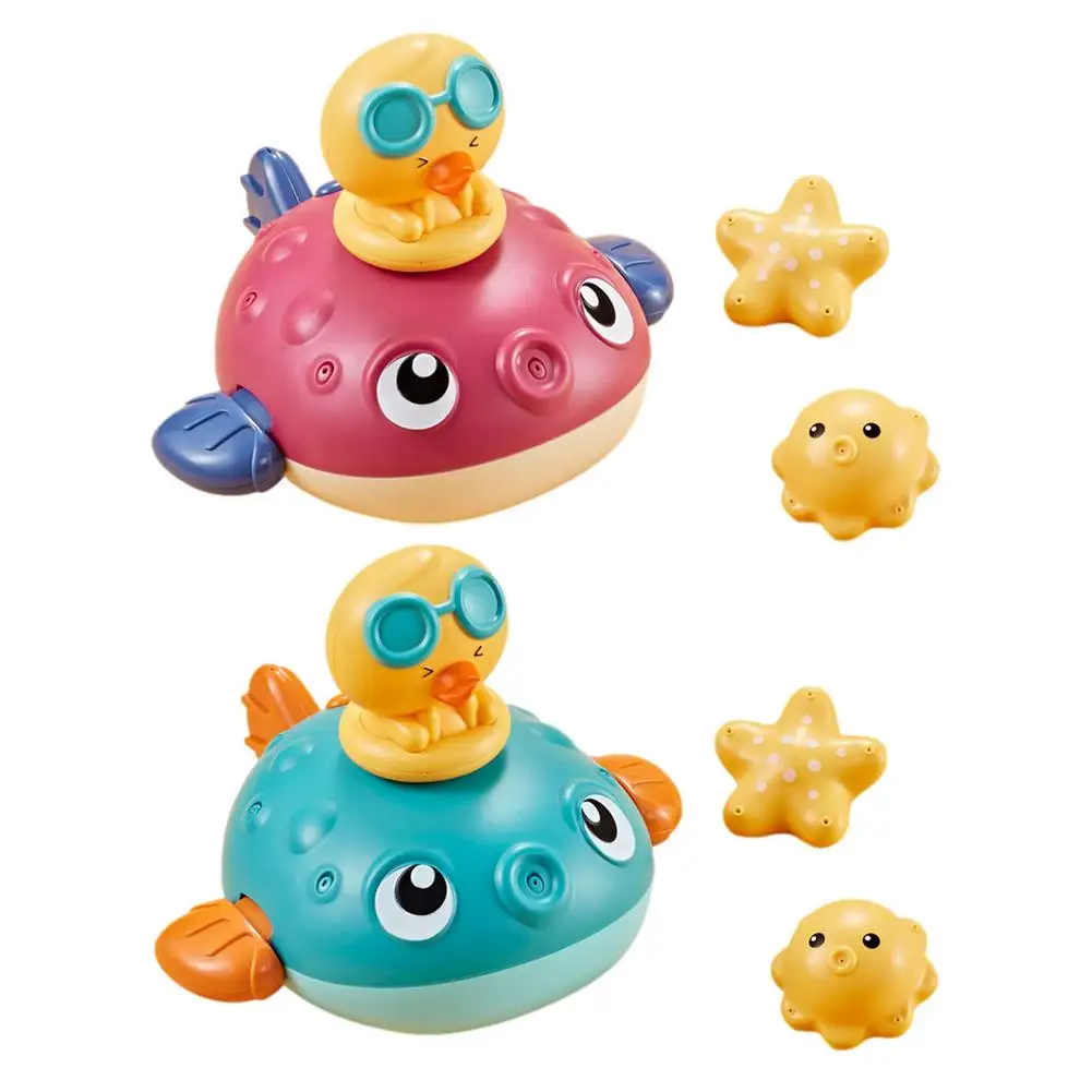 

Baby Bath Toys Safe Lovely Puffer Fish Electric Octopus Stars Duck Nozzles Spray Toys Water Floating Kids Summer Beach Bath Toys