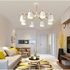 Современная и простая люстра E27 для гостиной с деревянным кронштейном, цветной светодиодный абажур, люстра для кухни, спальни, освещение для квартиры