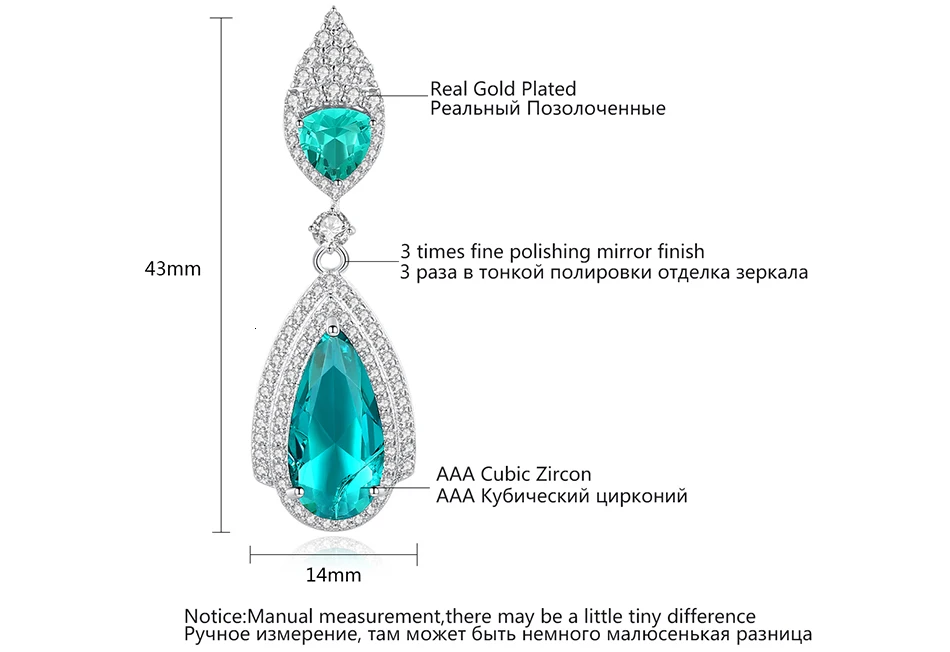 LUOTEEMI Brand New Fashion Luxury CZ Drop Earrings for Women Bridal Wedding Party Jewelry Long Big Pendientes Bijoux Femme Gifts