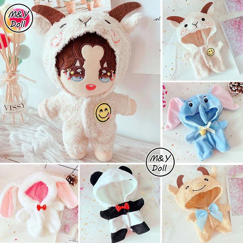 

Kpop 20CM Doll Clothes Cute Rabbit Sleep Cow Panda Bodysuit Coat Ikun Sean Xiao Jungkook Jennie JIN SUGA Toy Dolls Accessories