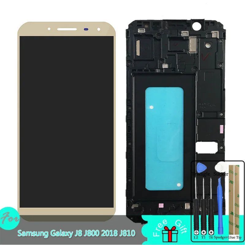 Регулируемая яркость J810 ЖК-экран для samsung Galaxy J8 J800 J810 экран ЖК-дисплей J810F J810Y J810G с рамкой
