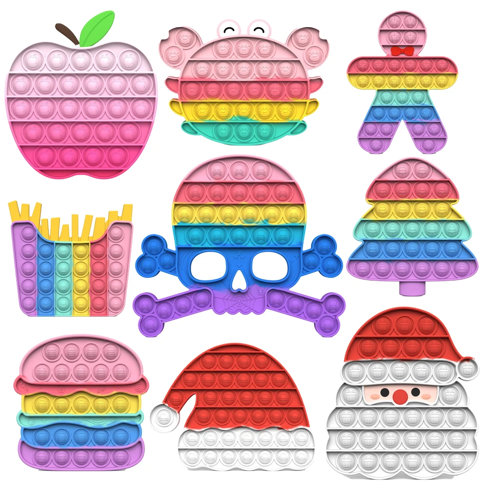 

Pop Fidget Reliver Stress Sensory Toy To Relieve Autism New Push Bubble Fidget Antistress Santa Claus Children's Adult Gifts