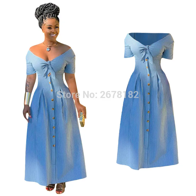 Элегантное платье с открытыми плечами в полоску принтом длинное для женщин на