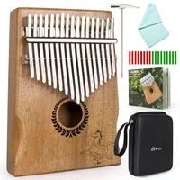horse kalimba 17 key thumb piano solid mahogany case bag tuner hammer sticker study book full accessories musical instrument