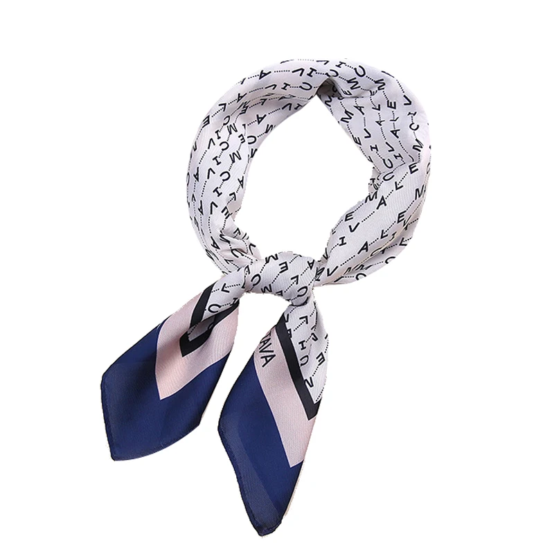 

70*70cm New Popular Letter Stripe Women Silk Scarfs Brand Kerchief Winter Warm Neckerchief Bandanna Muffler Travel Beach Shawls