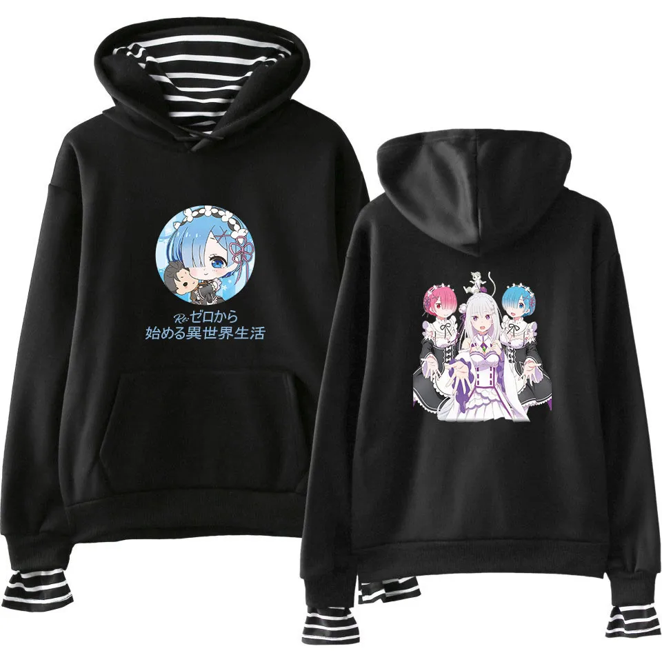 Мужская/Женская толстовка с капюшоном Re Zero из двух частей имитацией японского