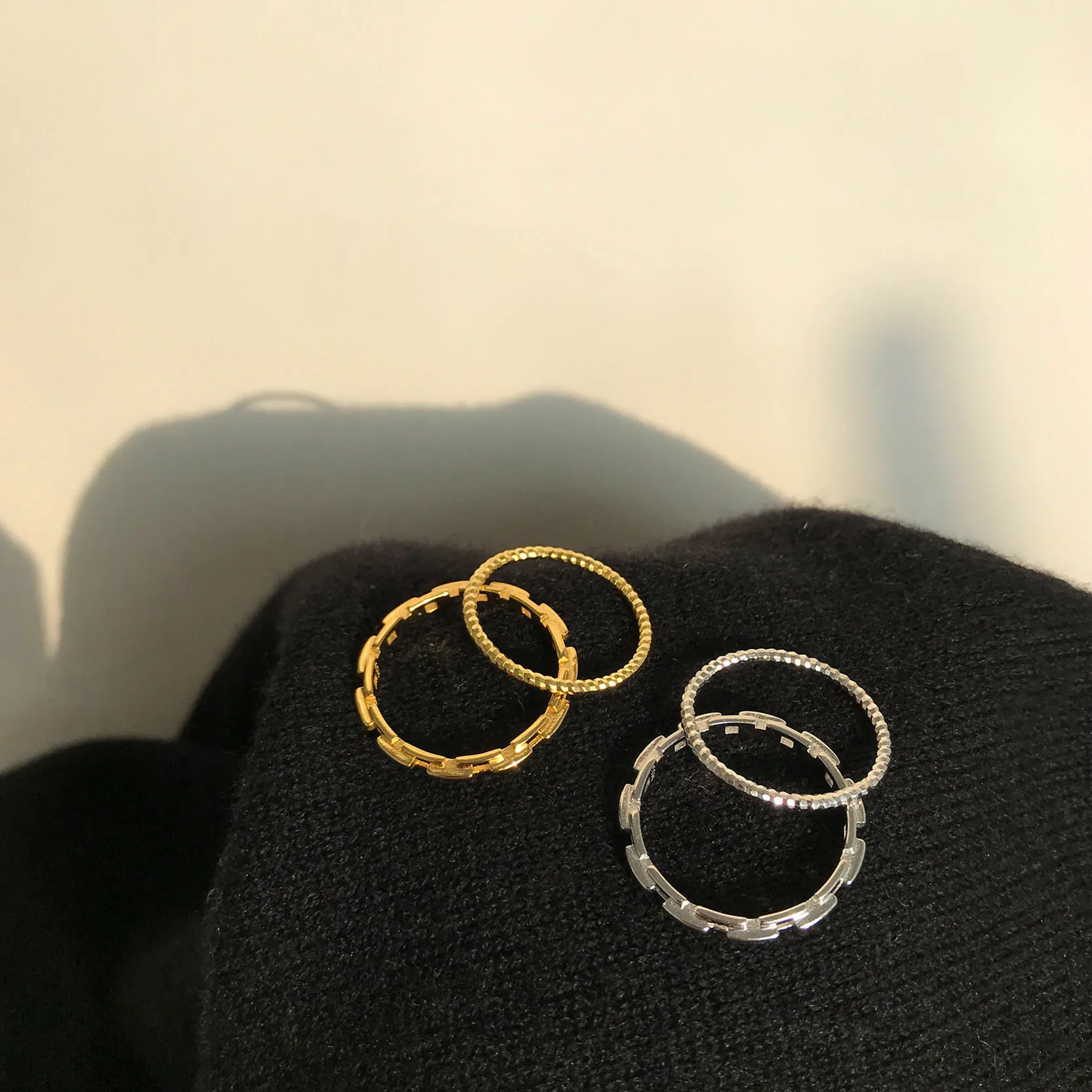 

2 Pieces Ring Set Jewelry Women Small Gold Silver Color Mini Finger Rings Girls Round Simple Index Ring Jewellery