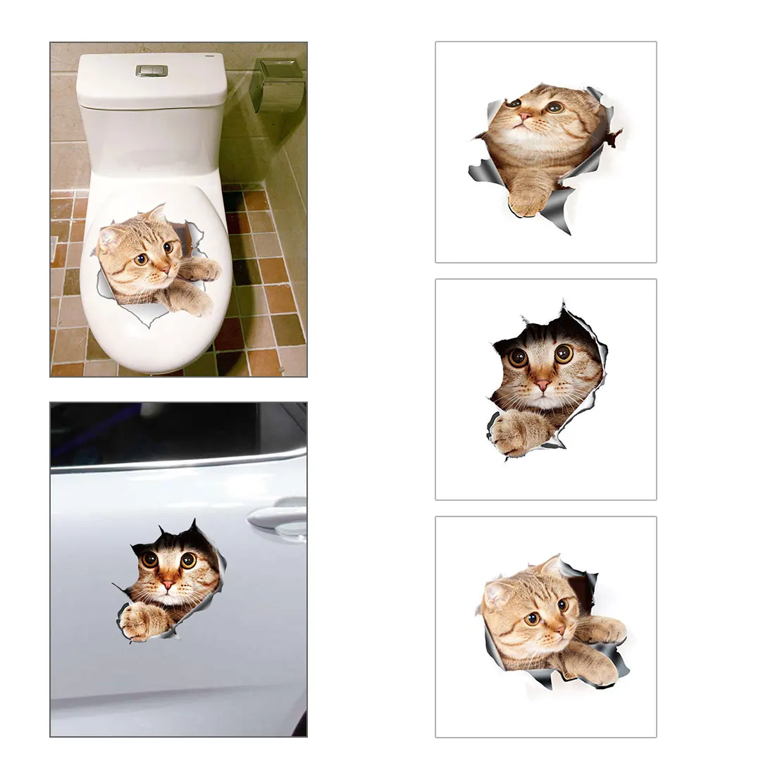 

3D Funny Waterproof Car Sticker Animal Kitten Cat Personality Simulation Motorcycle Decoration Auto Decals Car Accessories