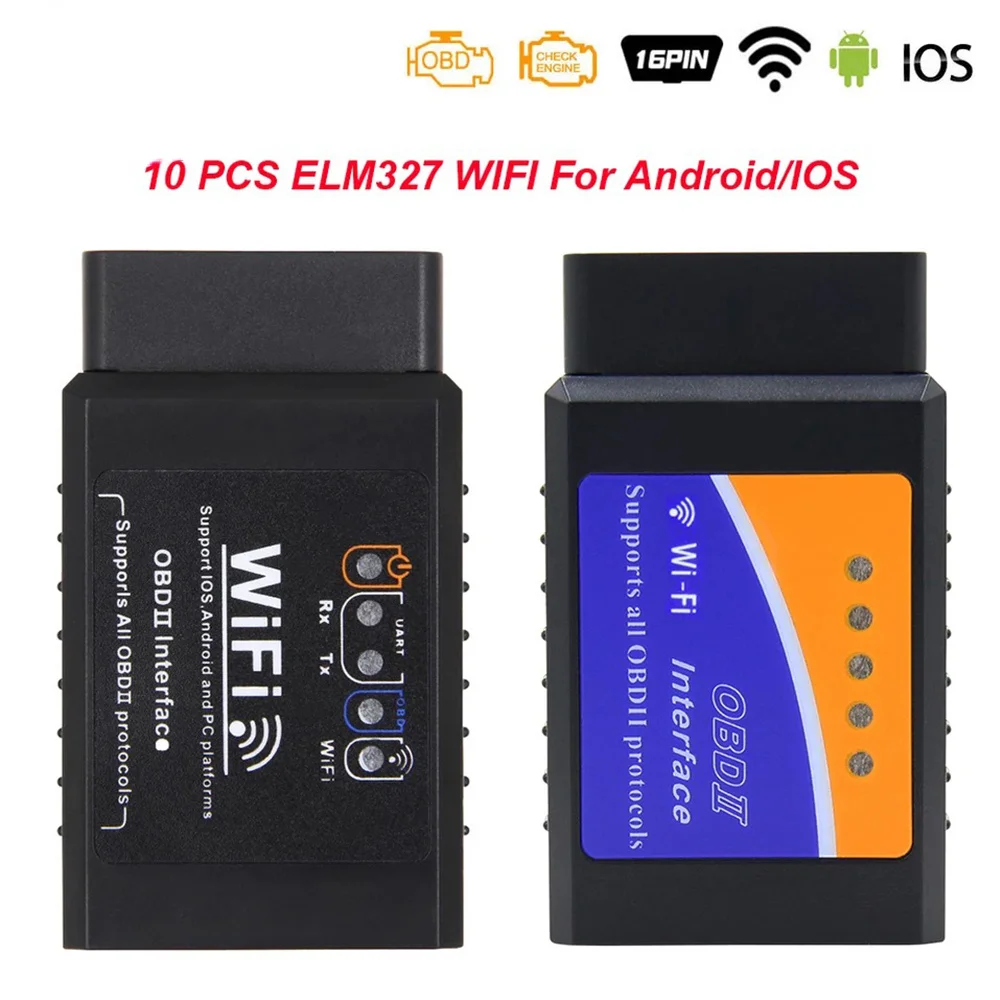 10PCS ELM 327 V1.5 OBD2 WIFI OBD 2 obd Car Diagnostic Car Auto OBD Scanner Tool elm327 wi-fi v1.5 For Android iOS Auto Scanner