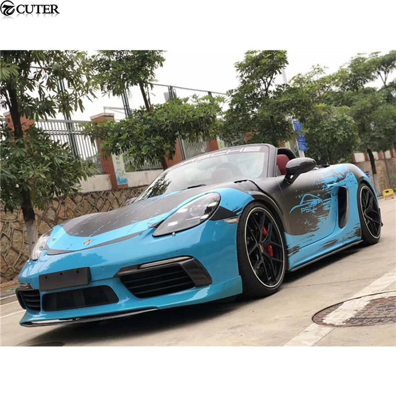 718 углеродное волокно передний бампер противотуманные фары крышка