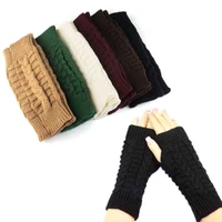 1 pair women knitted arm warmer fingerless mittens long gloves fashion new soft