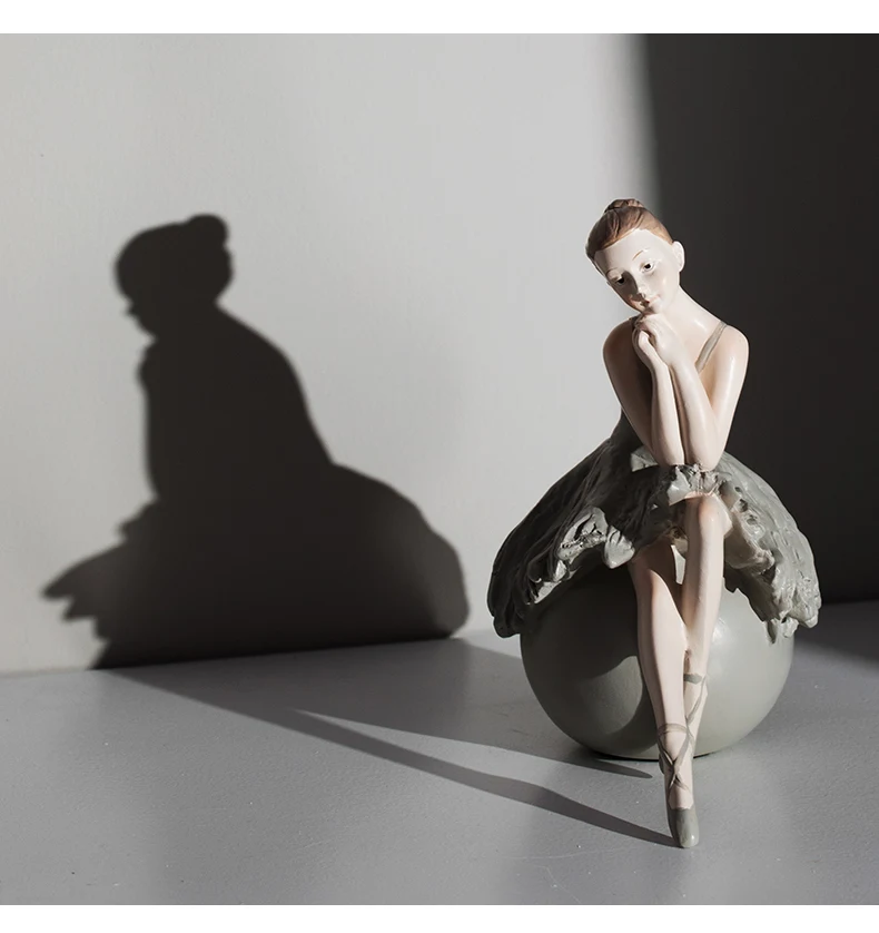 Cartoon Miniature Figurines Home Decor Cute Retro RefinedSimulation Resin Elegant Ballerina Decoration Living Room Ornament