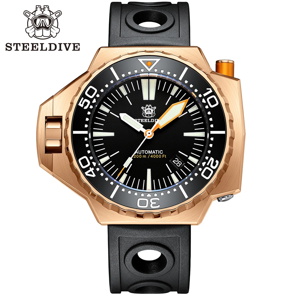 Мужские механические часы Steeldive SD1969S циферблат 56 мм бронзовый 1200 м NH35