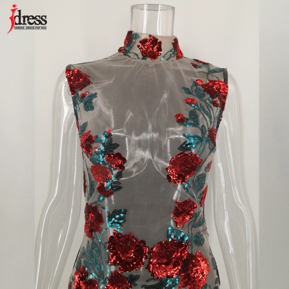 IDress 2020 Vestidos женские сексуальные прозрачные сетчатые Летние Стильные цветочные